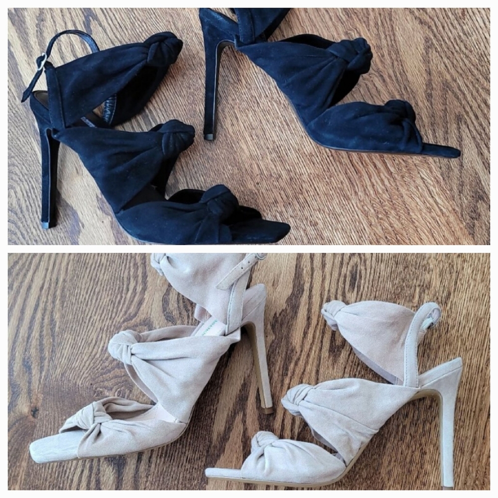 SO CUTE I Charles David Suede Knotted Stiletto Sandals